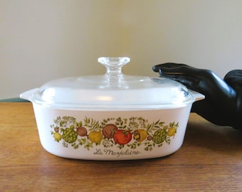 2 クォート。Spice Of Life Corning Ware キャセロール 蓋 アンバー