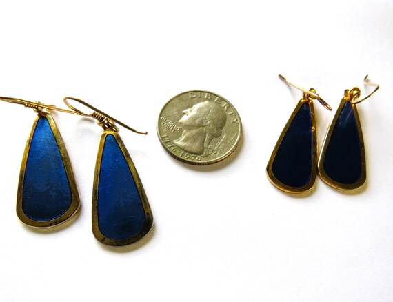 Laurel Burch Blue Gold Tone Signed Teardrop Ename… - image 10