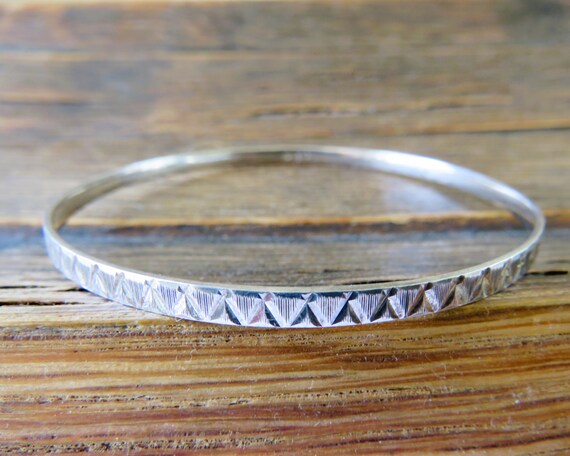 800 Silver Bangle with Sharp Triangular Geometric… - image 1