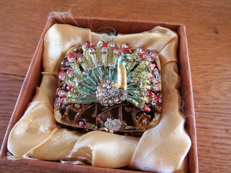 Bejeweled JERE Peacock Trinket Box