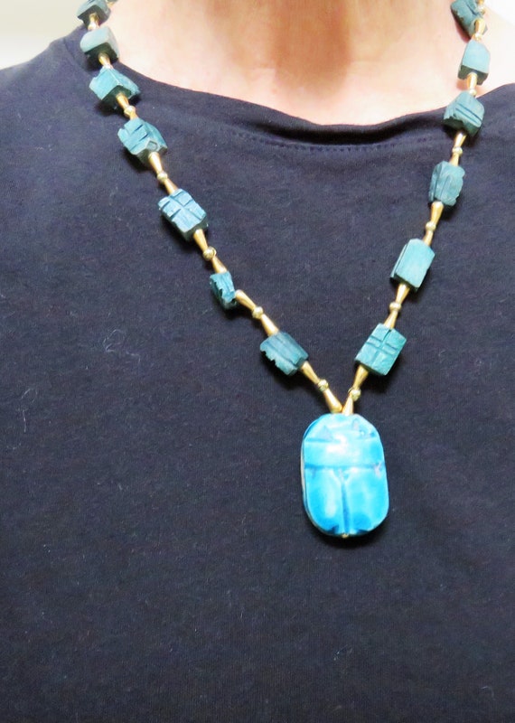 Turquoise scarab deals necklace