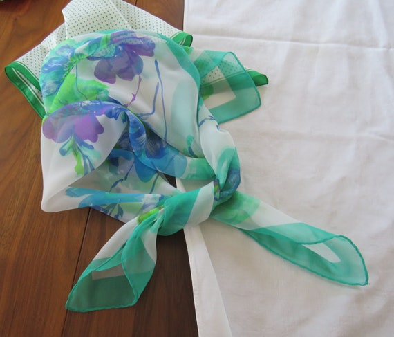 Bright Green Blue Purple White Chiffon Synthetic … - image 10