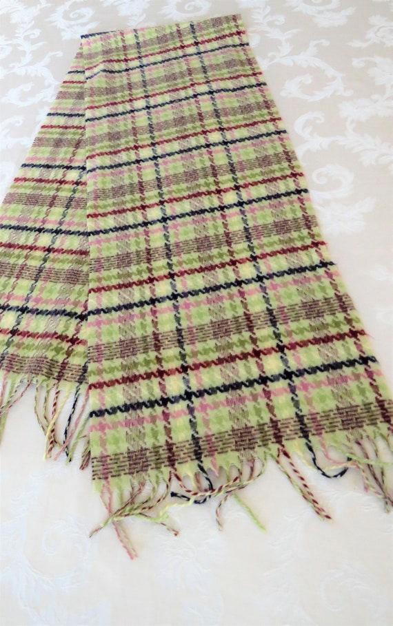 NEW Cashmere Scarf Green Red Yellow Plaid Checks Stripes Scotch Soft C12 NEW Cashmere Scarf Green Red Yellow Plaid Checks Stripes Scotch Soft C12