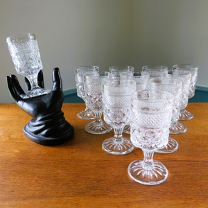 SET of 11 WEXFORD Claret Wine Glasses, Anchor Hocking, Pressed Glass, 5 3/8&quot;