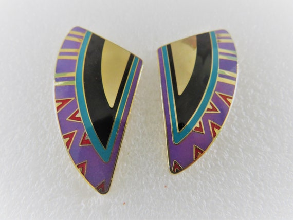 Laurel Burch SHIZUMI Large Stud Earrings Purple, … - image 5