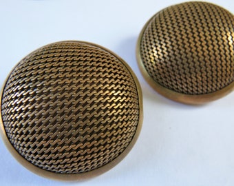 Statement Button Clip Ons - Marjorie Baer M Baer ACC SF Bronze Mesh Dome, Large Button Earrings