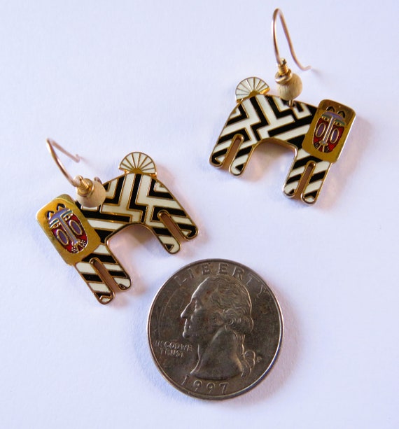 Laurel Burch ZZZEBRA Dangles, Black White Gold To… - image 9