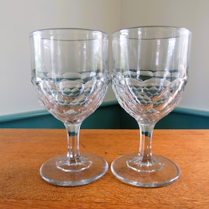 2 EAPG 10 Ounce Honeycomb Goblets,  Early American Pressed Glass, 6&quot;