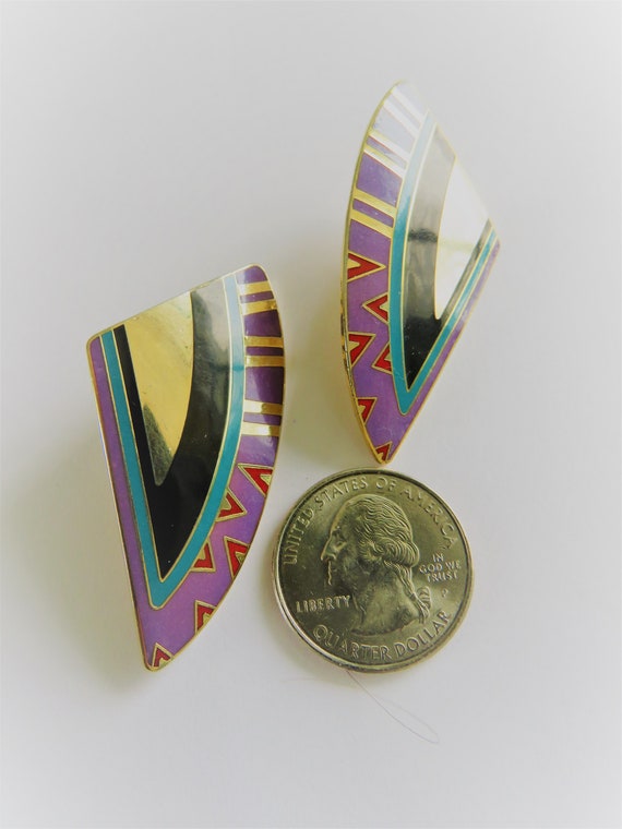Laurel Burch SHIZUMI Large Stud Earrings Purple, … - image 8