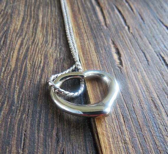 Sterling Open Heart Pendant Necklace - sweet Vale… - image 4