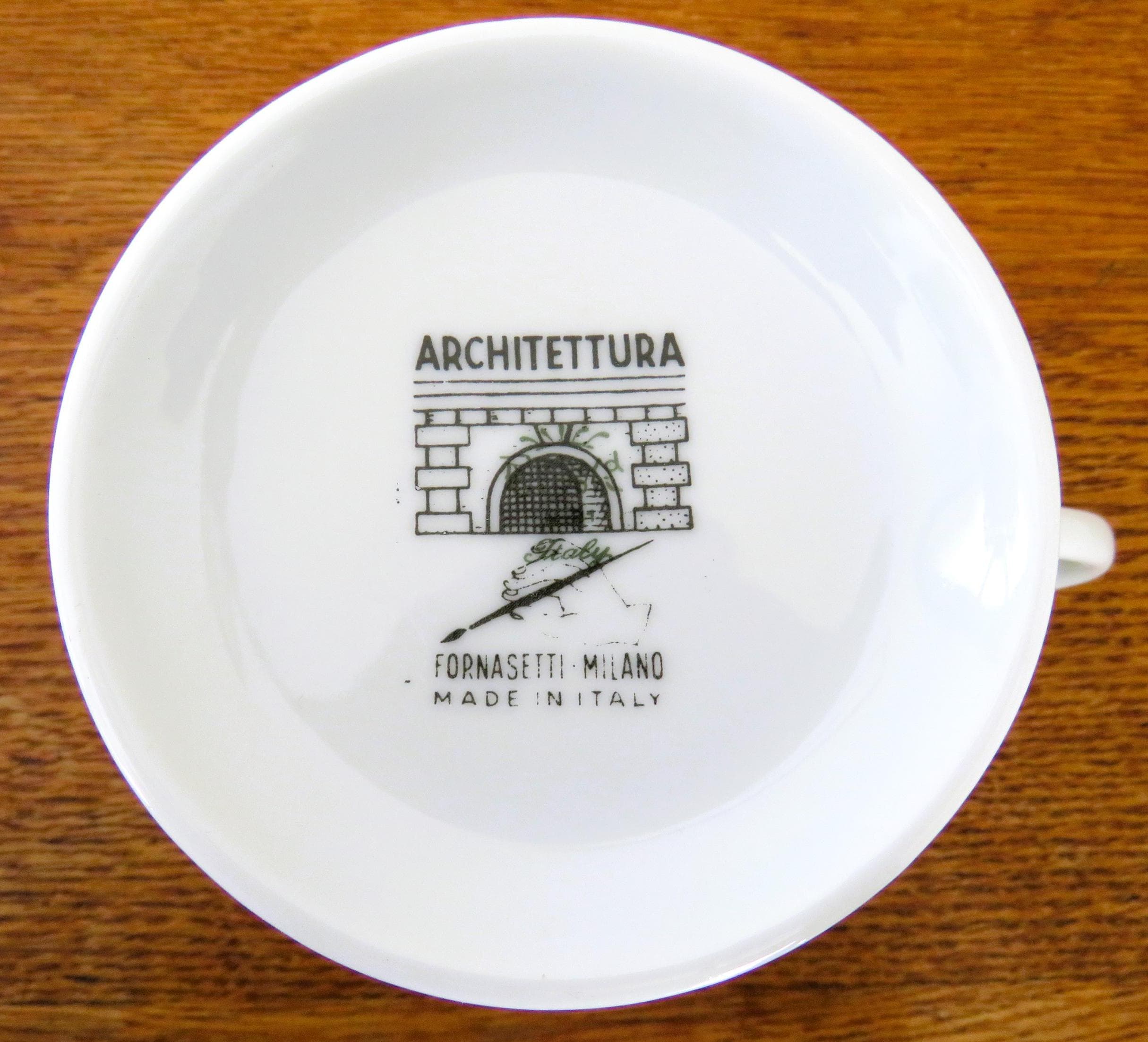 HAND PAINTED ARCHITETTURA Cup & Saucer, Fornasetti, Milano, Italy