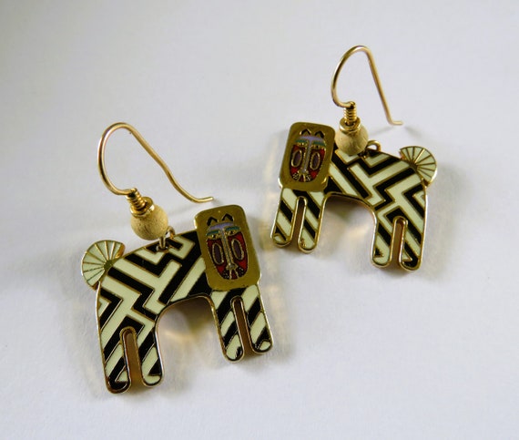Laurel Burch ZZZEBRA Dangles, Black White Gold To… - image 3