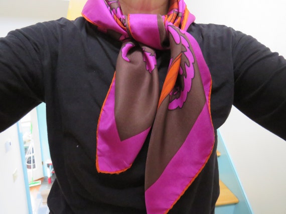 スカーフ A FERRETTI Silk stole Fuchsia SILK Duca D' Oria Fuchsia Orange Scarf Made in Italy Hand