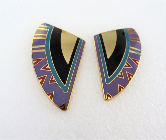 Laurel Burch SHIZUMI Large Stud Earrings Purple, … - image 1