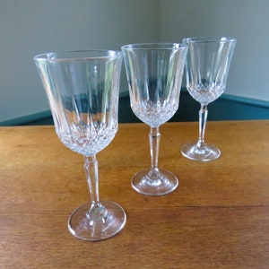 SET of 3 Vintage Crystal Tall Goblets, 10 Ounces, 8 1/4"