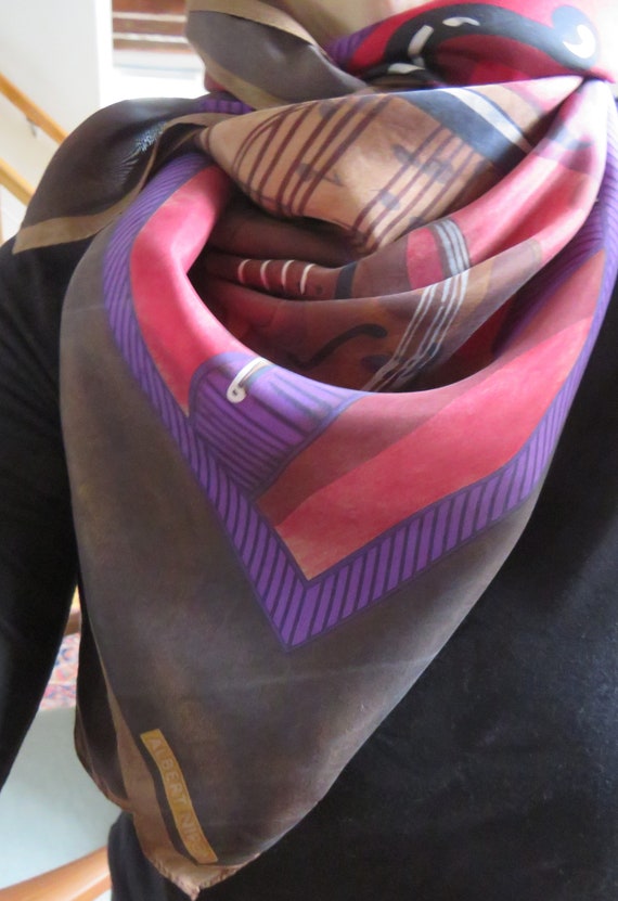 Large Silk Square Chamber Music Bass Violin Scarf… - image 2