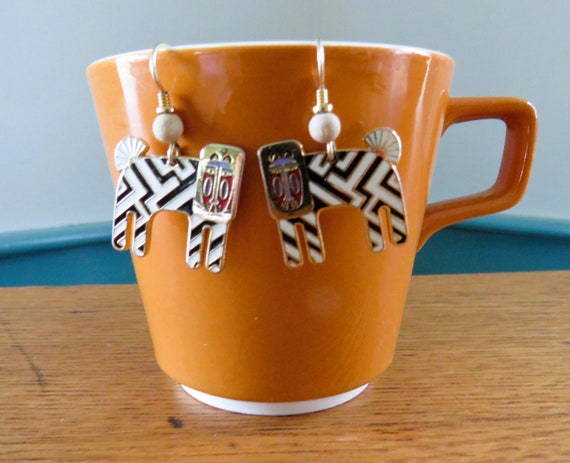 Laurel Burch ZZZEBRA Dangles, Black White Gold To… - image 8
