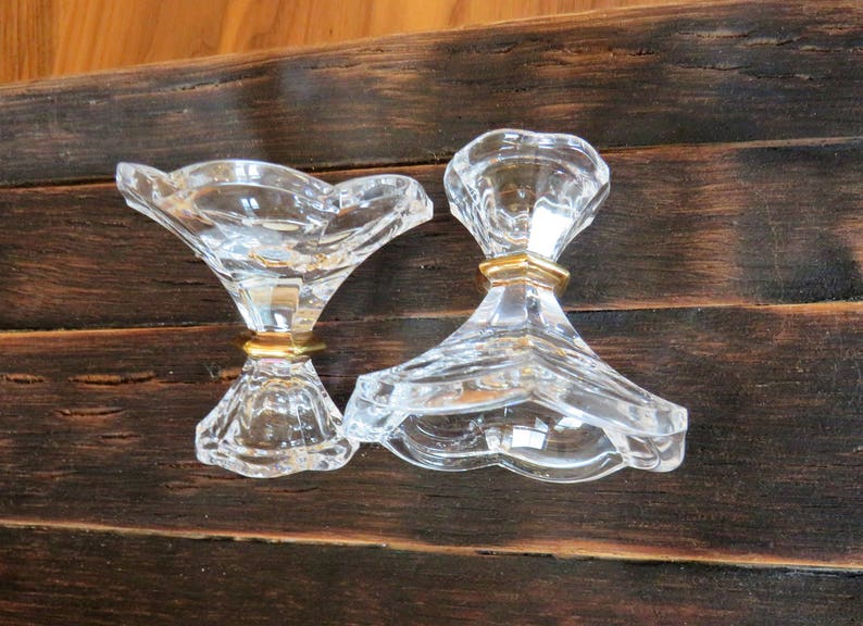 Gorham Crystal Candle Holders With Original Sticker Etsy