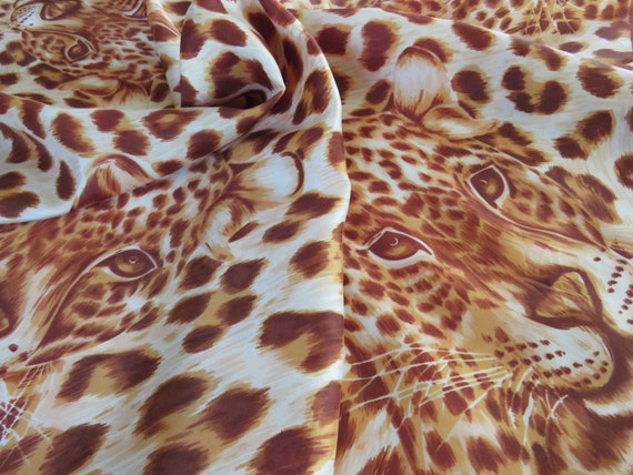 LEOPARD SCARF - Burnt Orange Leopard Square Aceta… - image 10