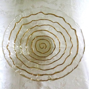 IVV GOLD SPIRAL 13&quot; Mid Century Modern Centerpiece Bowl, Made in Italy with 10 Karat Gold