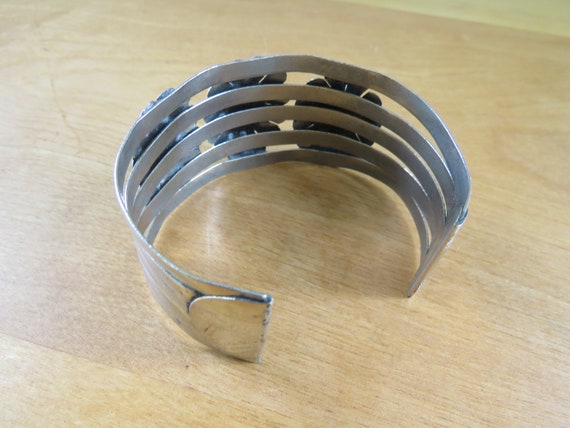 Ceramic Scarab Silver Plated Brass Cuff Bracelet,… - image 6