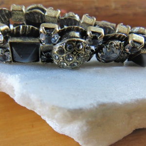 Mary Demarco crystal gold tone black mother of pearl butterfly amazing bracelet!