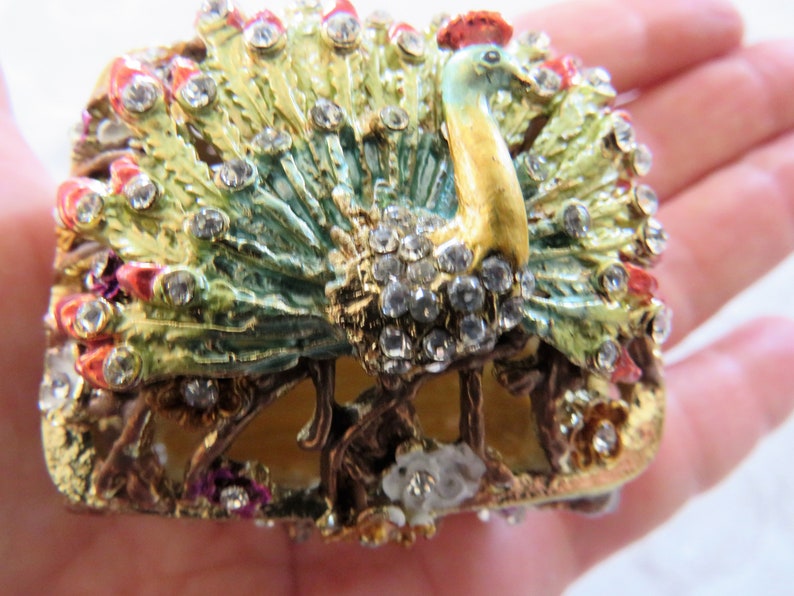 Bejeweled JERE Peacock Trinket Box