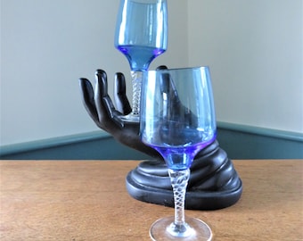 ブルーステムワイングラス - ツイストステム、クリアボウル（4個セット