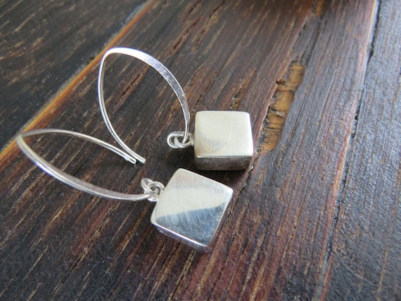 Sterling threader wires with Cube Dangles made in… - image 1