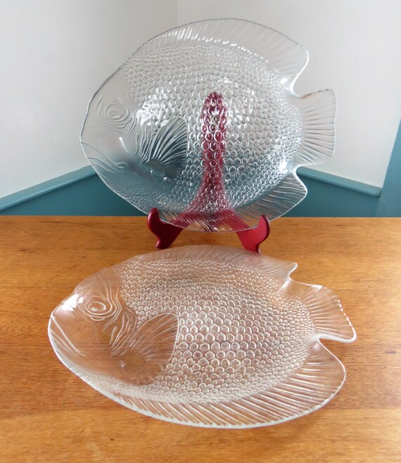 1 Or 2 Large 15 1 4 Clear Arcoroc Fish Platters Made Etsy