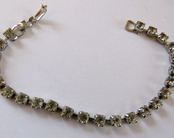 Small Silver Tone Rhinestone Tennis Bracelet, 6"