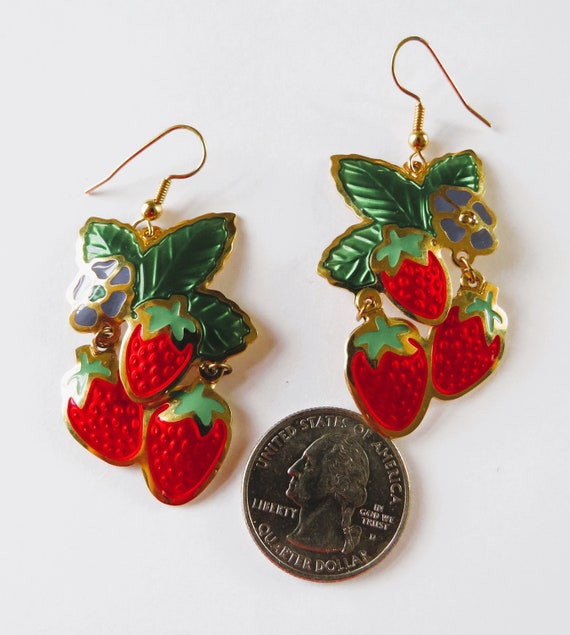 Edgar Berebi STRAWBERRIES Floral Gold Tone Dangles - image 8