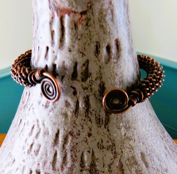 Wire Wrapped Copper Cuff - Fully Adjustable - Fle… - image 2