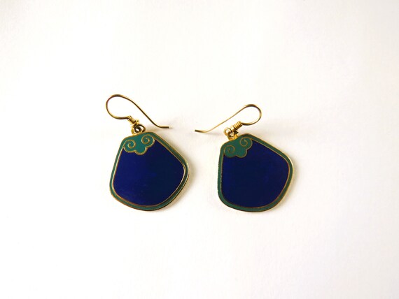 Laurel Burch Cobalt Blue Teal Gold Tone Deco Styl… - image 7