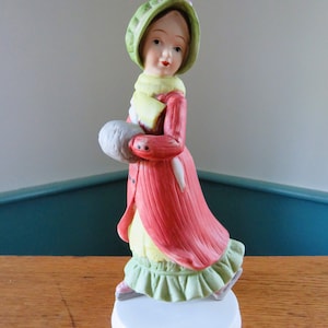 Ice Skating Girl Figurine, Bisque Finish, Hand Painted