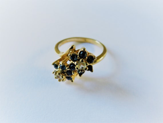 18KT Gold Electroplated Ring, Simulated Diamonds … - image 3