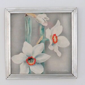2 M VAUGHN MILLBOURN Acquerelli originali, Narciso e fiori di melo