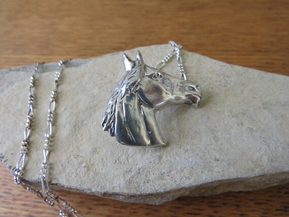 900 Silver Horse Head Pendant on Mexican Sterling… - image 9