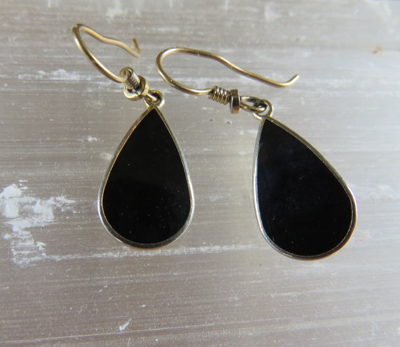 Laurel Burch TEAR Gold Tone Black Enamel Dangles,… - image 8