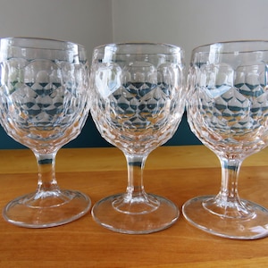 SET of 4 Clear Glass Honeycomb Goblets EAPG - Early American Pressed Glass