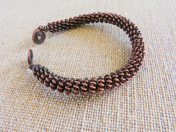 Wire Wrapped Copper Cuff - Fully Adjustable - Fle… - image 5