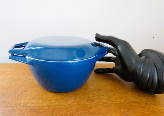 NACCO DENMARK D1 Enamel Shiny Blue Pot, Mid Century Modern