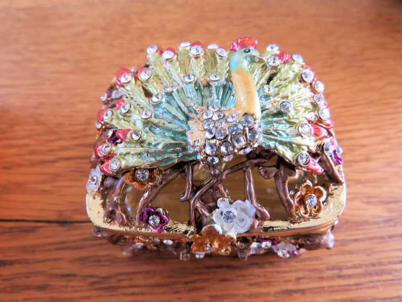 Bejeweled JERE Peacock Trinket Box