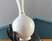 LENOX Bud Vase, Cream with Gold Trim, Deco Style, 8 quot tall