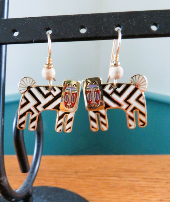 Laurel Burch ZZZEBRA Dangles, Black White Gold To… - image 2