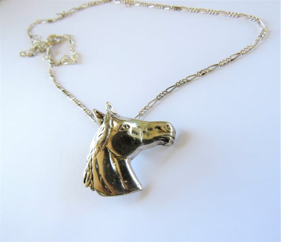 900 Silver Horse Head Pendant on Mexican Sterling… - image 1