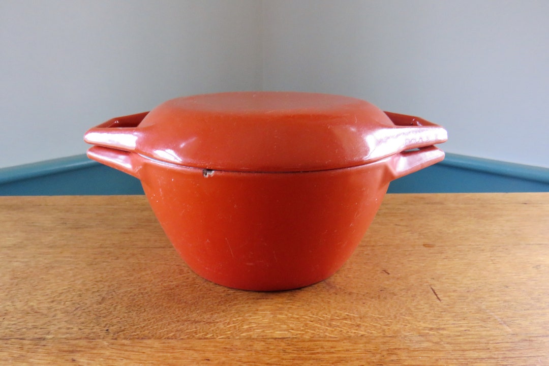 Dansk COPCO D1 Enamelware Orange Pot, Mid Century Modern, Michael Lax