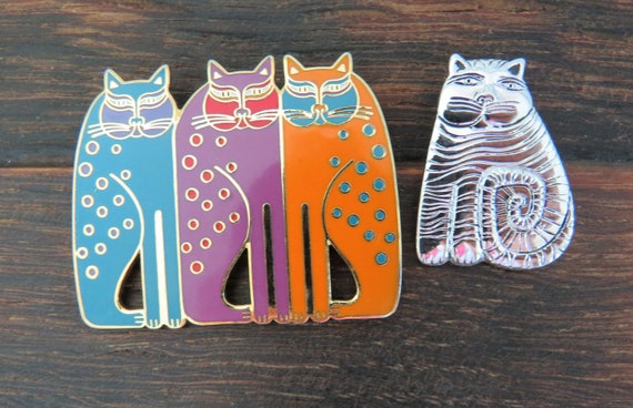 Laurel Burch SIAMESE CATS Brooch in Colorful 1980… - image 7