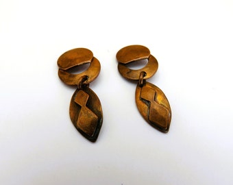 Marjorie Baer SF Copper Stud Dangle Earrings, Geometric Shapes