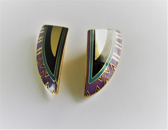 Laurel Burch SHIZUMI Large Stud Earrings Purple, … - image 7